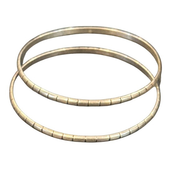 Set 2 authentic Jane Diaz 925 silver grooved designer bohemian bangles bracelets - Picture 4 of 9